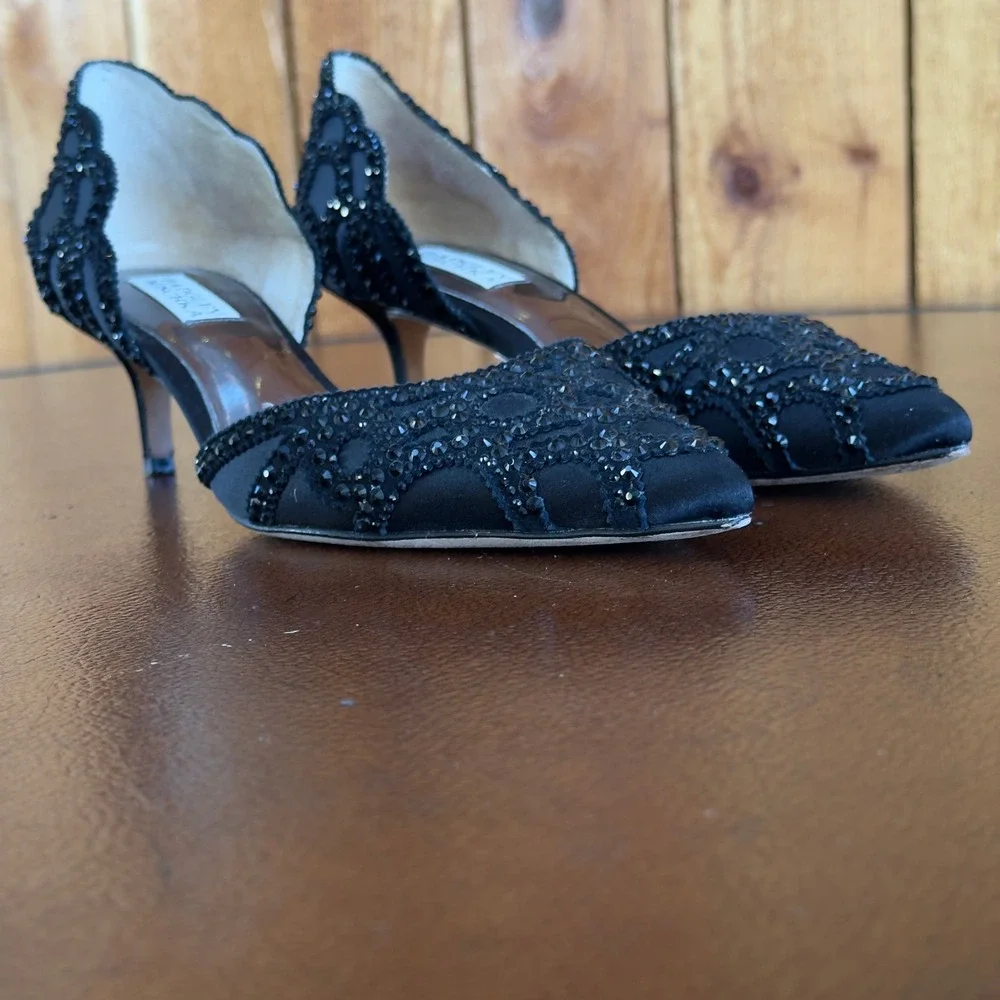 Bagley Mischka Ginny Black Embellished Pointed Toe Dress Pumps Evening Shoes 8‎
